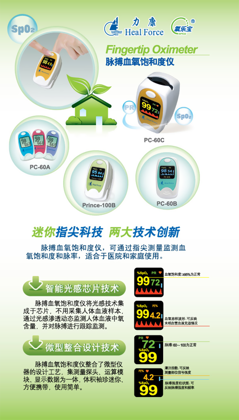 力康  血氧仪  PC-60A 指夹式